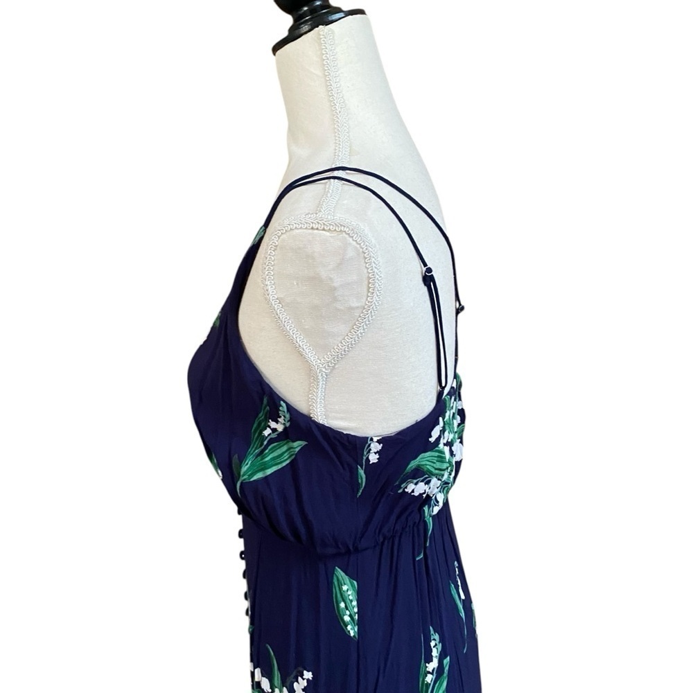 Urban Outfitters Blue Floral Midi Dress 6 Strappy Button Front Slip Dress - Picture 9 of 16